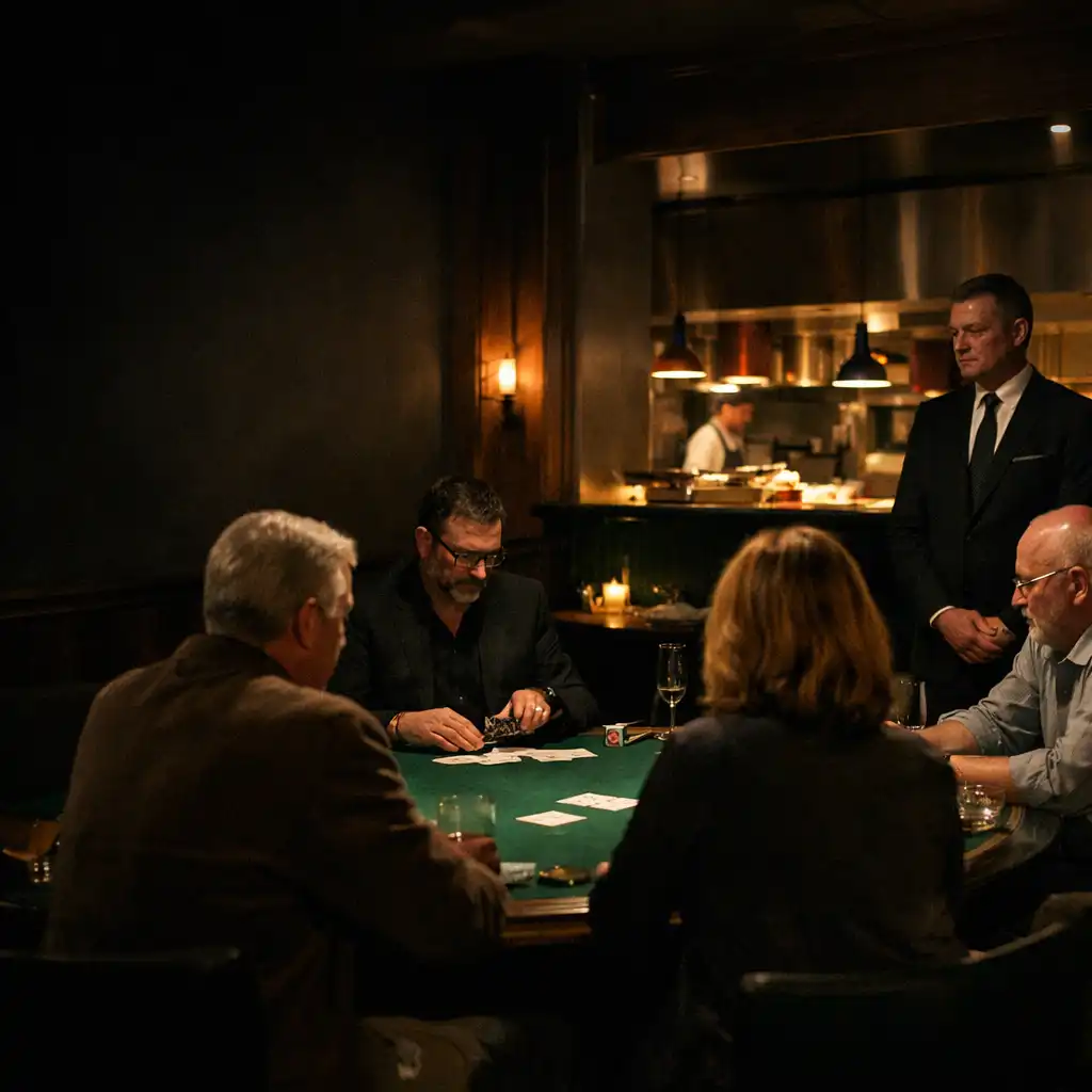 A hosted physical card table in The Gamesome Kitchen restaurant lounge